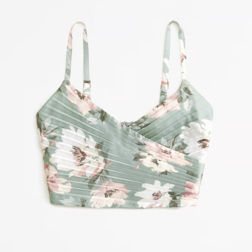 Abercrombie & Fitch Satin Pleated Floral Top